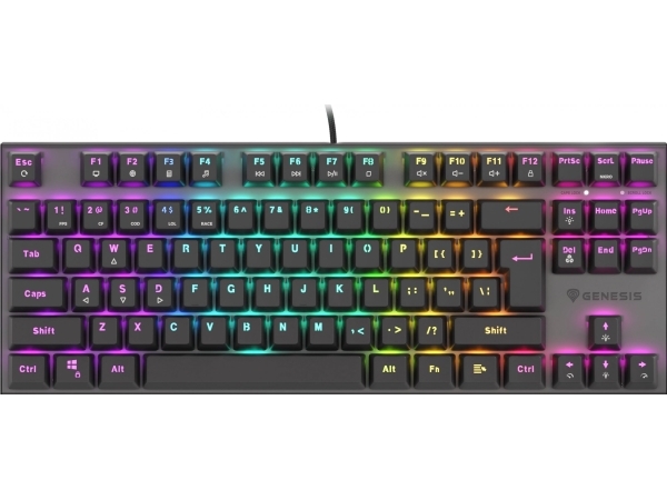 Gaming Tastatur   Thor 303 Tkl Sort Cz/sk Rgb Baggrundsbelysning Mekanisk Rød Hot Swap Genesis