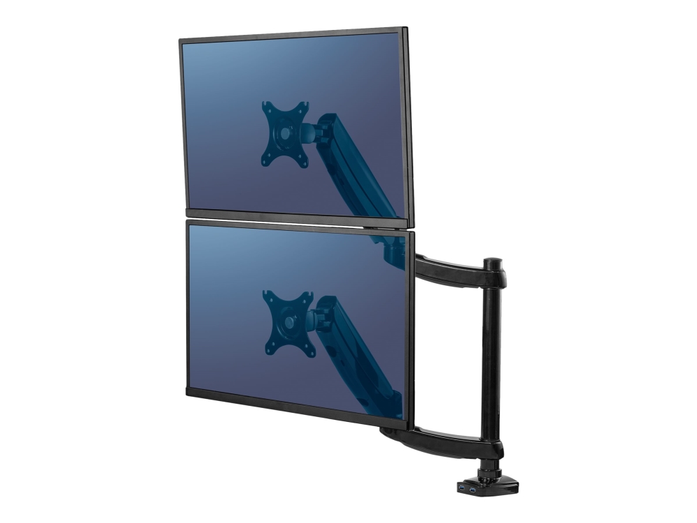 Platinum Monitor Arm   Monteringssæt   Justerbar Arm   For 2 Skærme   Aluminium, Stål, Plastik   Sort   Skærmstørrelse: Op Til 27"   Skriveb Fellowes