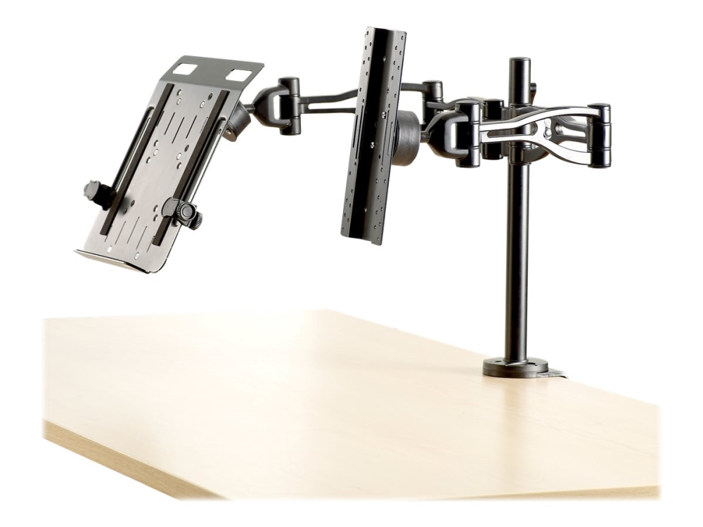 Professional Series Depth Adjustable Dual Monitor Arm   Monteringssæt   Justerbar Arm   For 2 Skærme   Jern   Sort   Skrivebordsmonterbar Fellowes