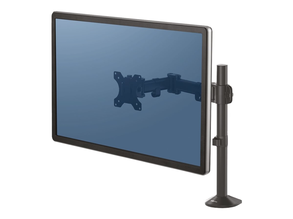 Reflex Single Monitor Arm   Monteringssæt   Justerbar Arm   For Monitor   Metal   Sort, Ral 9017   Skærmstørrelse: Op Til 32"   Skrivebordsm Fellowes
