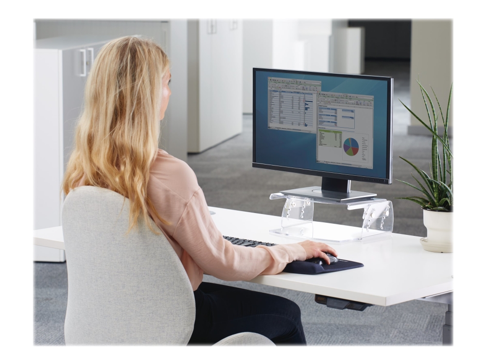 Clarity Adjustable Monitor Riser   Stativ   For Monitor   Akryl   Klar   Skrivebord Fellowes